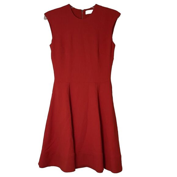NWOT VICTORIA BECKHAM red orange sleeveless a line mini flare dress size US 6 - Picture 1 of 7